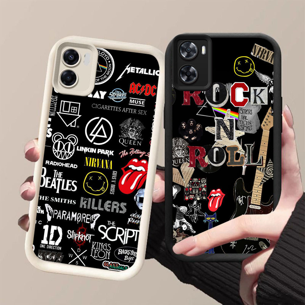 DJ-41 Rock Band ปลอกซิลิโคนสีดําและสีขาวสําหรับ OPPO Realme A36 A57s A76 C33 9i A77s A57 A96 A57e A7