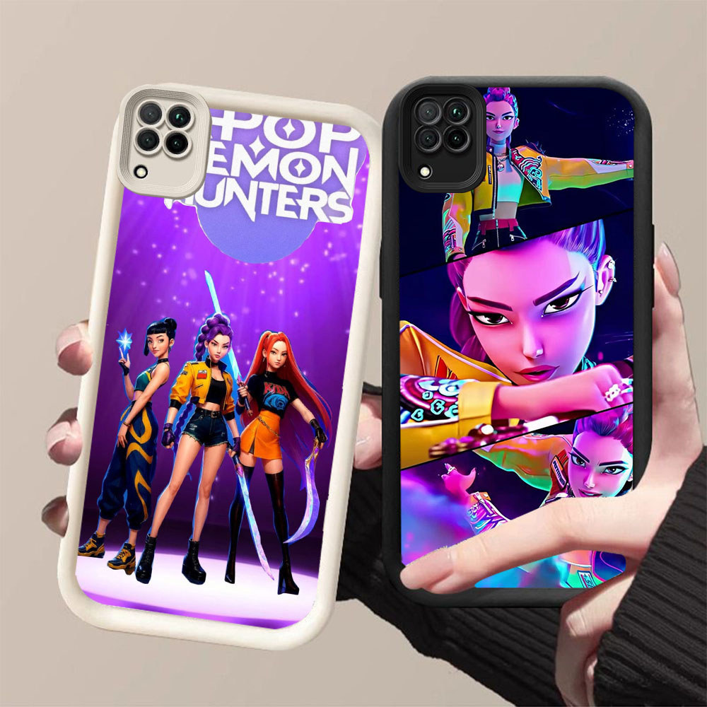 DK-58 Demon Hunter Girls Silicone Casing สีดําและสีขาวสําหรับ Samsung A12 A22 5G