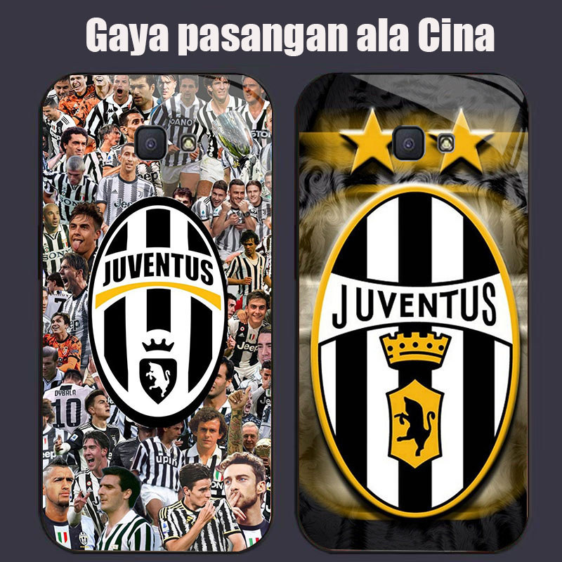 DK-68 JUVENTUS Casing GLASS soft frame สีดํา Samsung Note S24 J7 FE J4 S25 Core 9 J6 Prime Pro Plus 