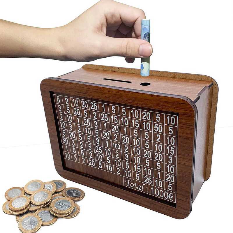 C Wooden Money Coin Piggy Bank Children Mini ATM Coin Bank For Cash Coin Savings Miao-Us