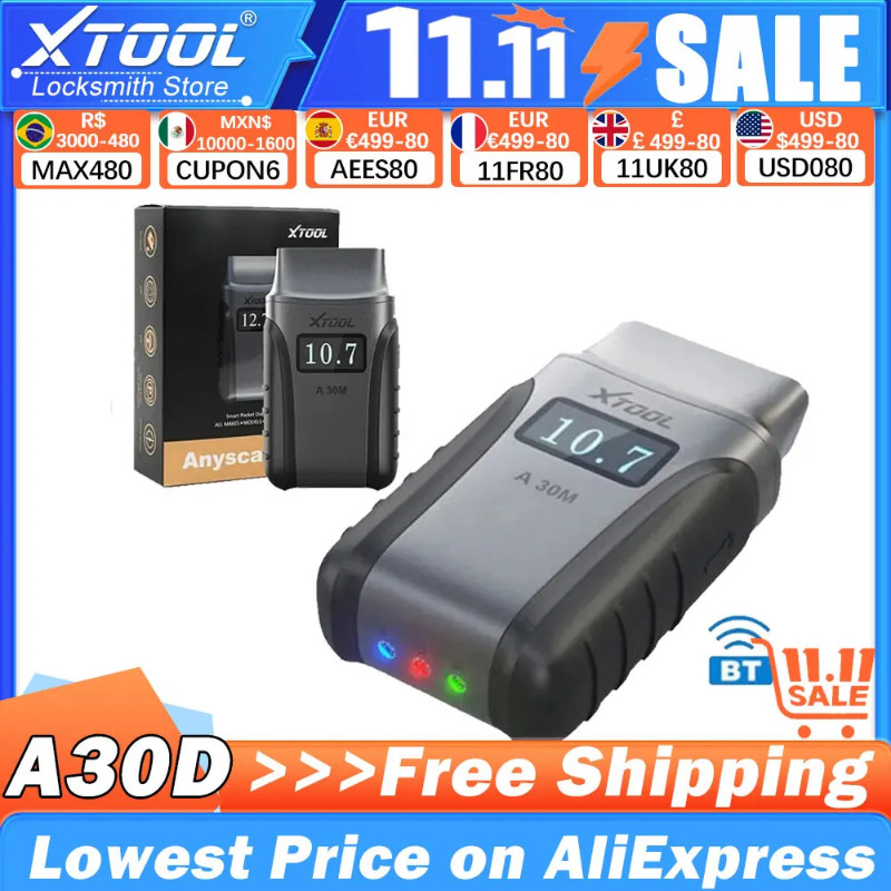 XTOOL Anyscan A30D OBD2 Diagnostic Tools Bluetooth Scanner Bidirectional Code Reader Added CAN FD F