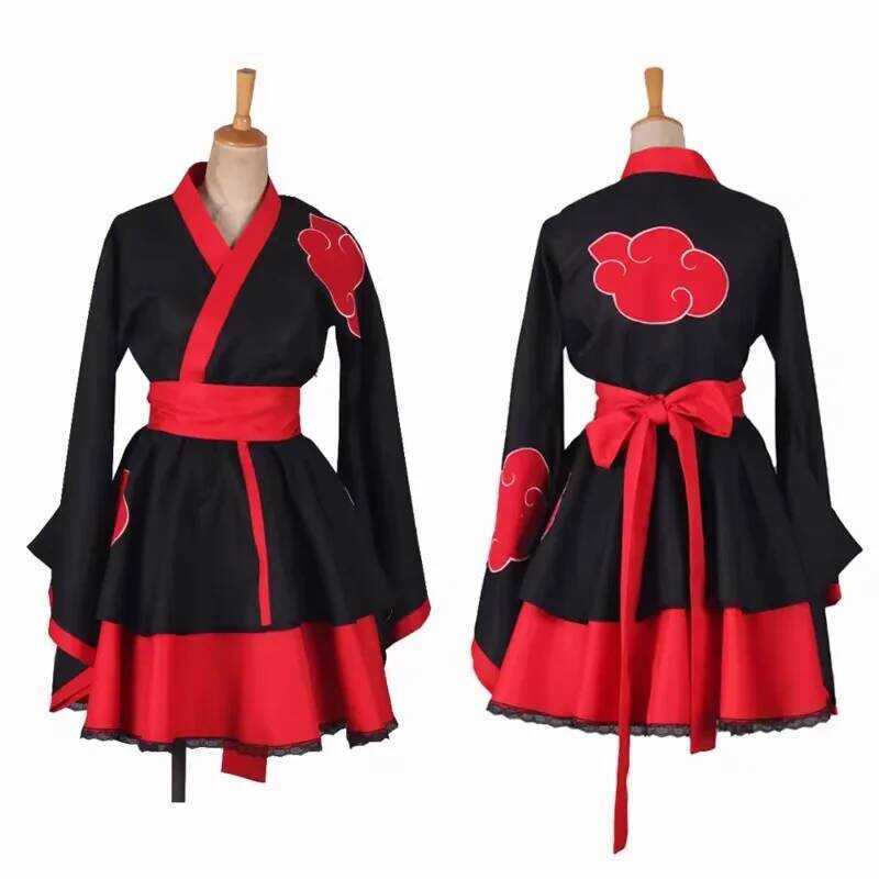 C New Women Akatsuki Kimono Dress Uchiha Sasuke Lolita Dresses Kakashi Hyga Hinata Cosplay Costume