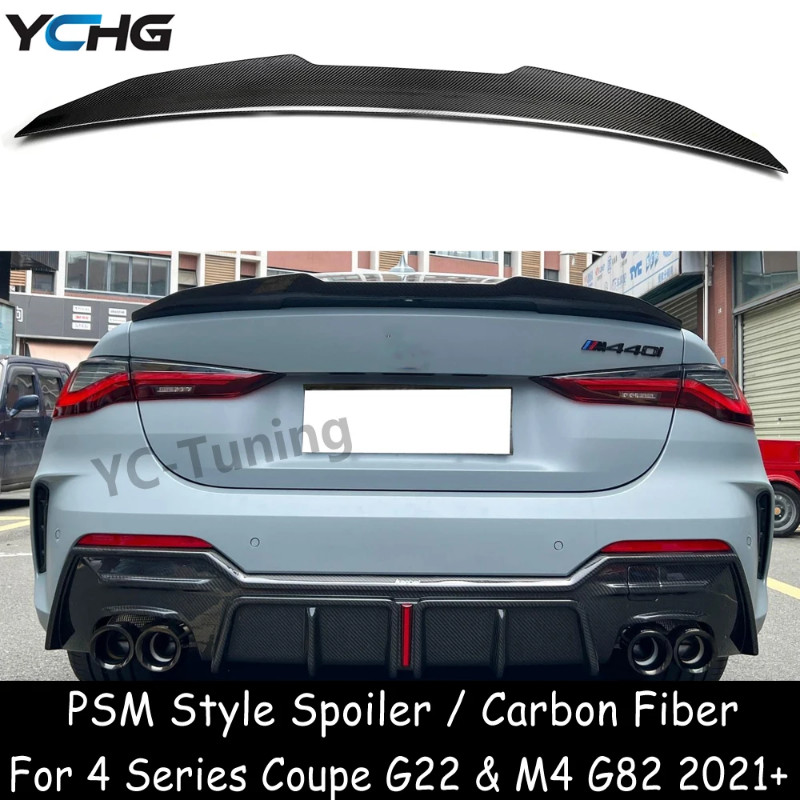 M4 G82 PSM Style FRP Material / Carbon Fiber Rear Trunk Spoiler for BMW 4 Series Coupe G22 M4 G82 4