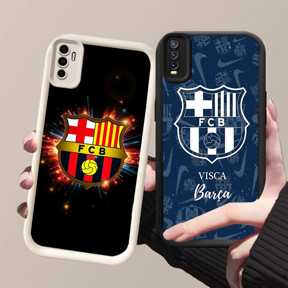 DK-62 FC Barcelona โลโก้ซิลิโคนปลอกสีดําและสีขาวสําหรับ VIVO iQOO Turbo Z10 Y20 S1 Y20i Y12S Y11S 13
