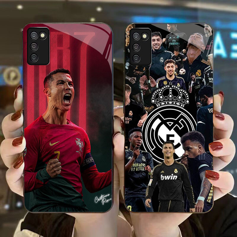 DK-87 ฟุตบอล star Ronaldo Casing GLASS กรอบนุ่มสีดํา Samsung A02S M02S A03S 164mm A51 166mm A71