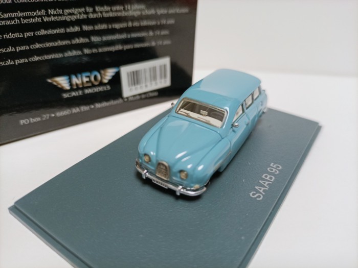 Neo 1 87 Saab Classic Saab รถการท่องเที่ยว รุ่น Saab 95 Wagon 1964 สีฟ้าอ่อน