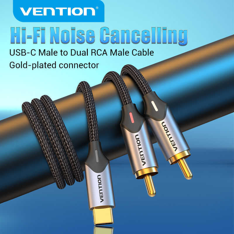 Vention USB Dual Male For Phone Pad Laptop Type C to RCA Cable