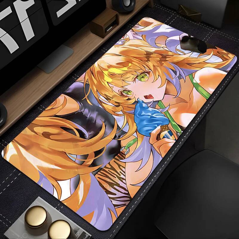 Mousepad Zenless Zone Zero Ju Fufu สํานักงานโต๊ะคอมพิวเตอร์คีย์บอร์ดแผ่นรองเมาส์เบาะขนาดใหญ่ลื่น Des