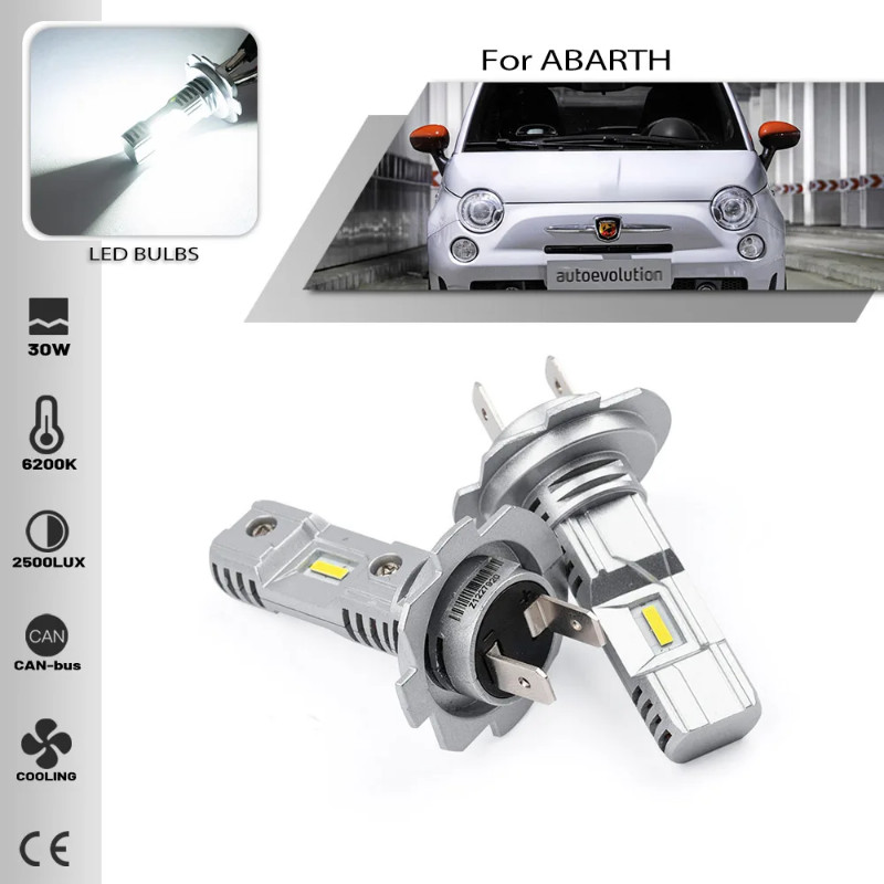 2PCS H7 Led Mini Bulbs For Fiat ABARTH 500 595 695 500C 595C 2008-2012-2015-2024 Car Headlights Low