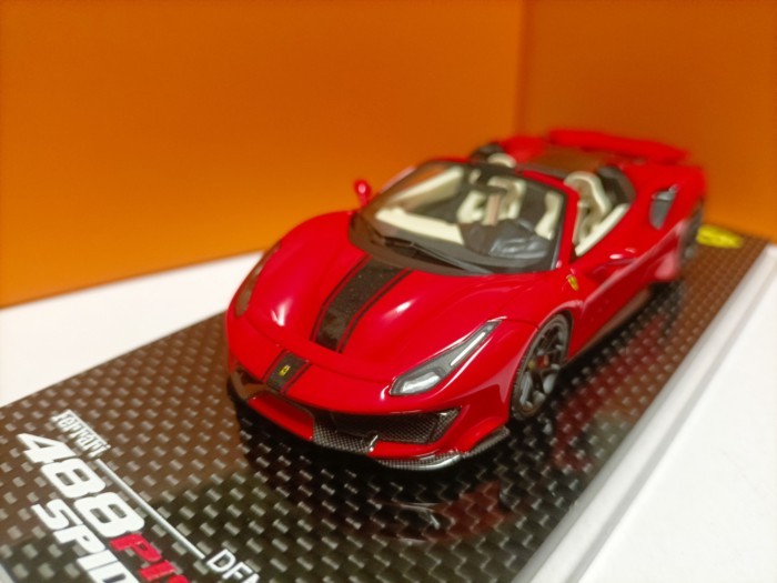 DF 1 43 Ferrari 488 Pista Spider Convertible Version Supercar Resin Model สีแดง