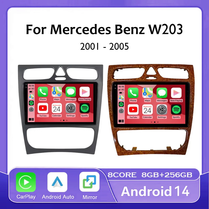Android 14 For Mercedes Benz C Class W203 C200 C320 C350 CLK W209 2002 - 2005 Car Radio Multimedia