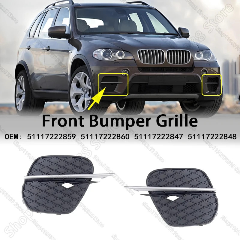 Front Bumper Grille Fog Light Covers For 2011-2013 BMW X5 (E70) xDrive 35i 35d 51117222859 51117222