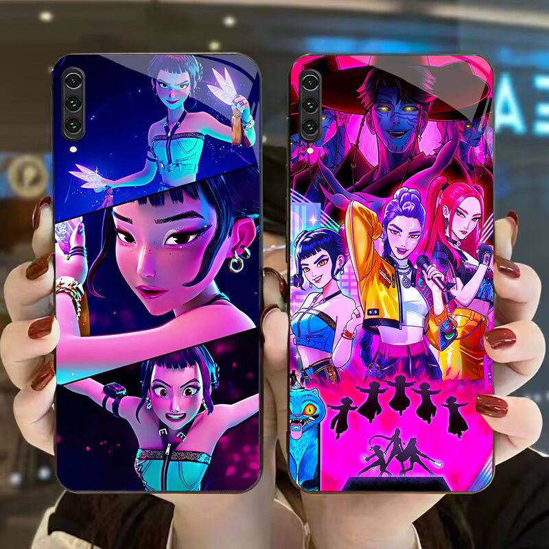 DK-58 Demon Hunter Girls Casing GLASS soft frame สีดํา Samsung Note A70 10Plus A7 A70S A10 A02 A50 1