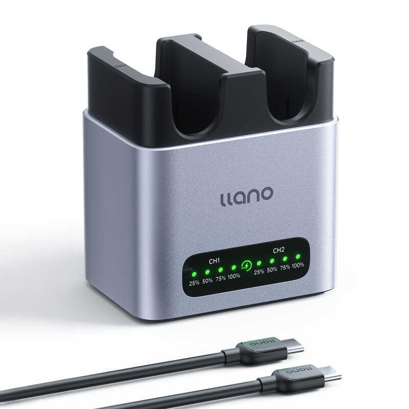 Llano Camera Fast Charging Box 2-Slot Charger เข้ากันได้กับ NP-FZ100 NP-FW50, Canon LP-E6NH / LP-E17