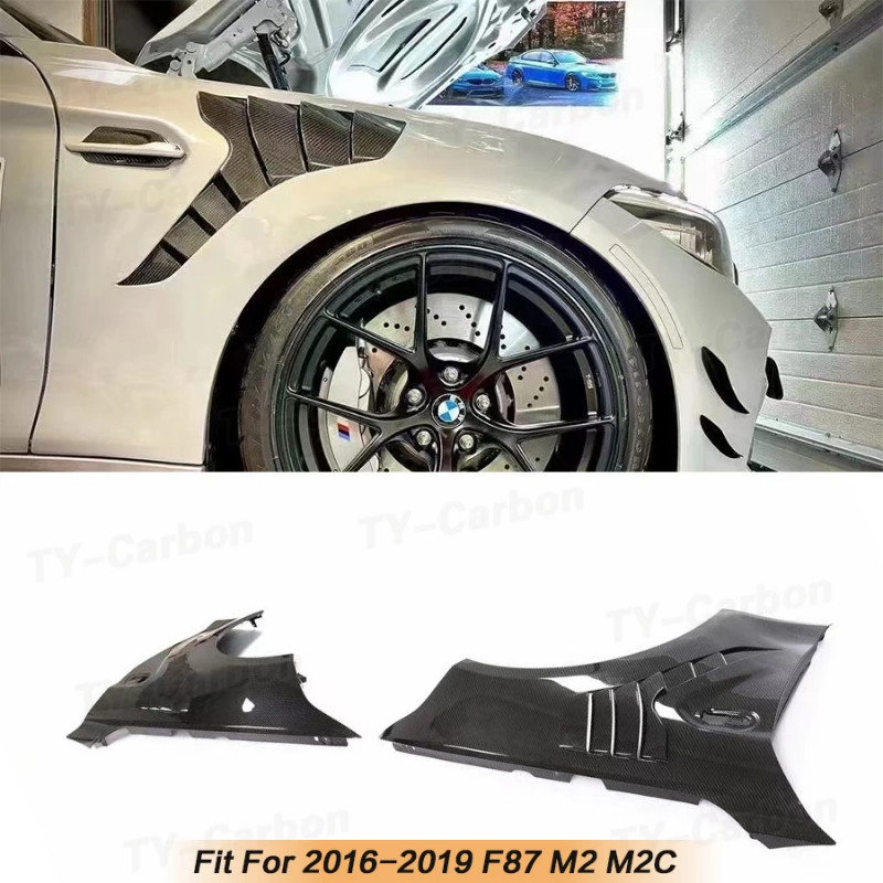 Dry Carbon Fiber Car Front Side Fender Vents Trim Cover For BMW 2 Series F87 M2 M2C 2016-2020 Car E