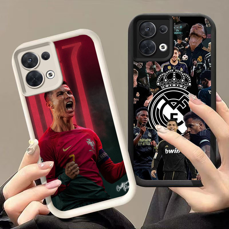 DK-87 ฟุตบอล star Ronaldo ปลอกซิลิโคนสีดําและสีขาวสําหรับ OPPO Reno F21 8Z 8 7 7Z F21S Pro Lite 5G
