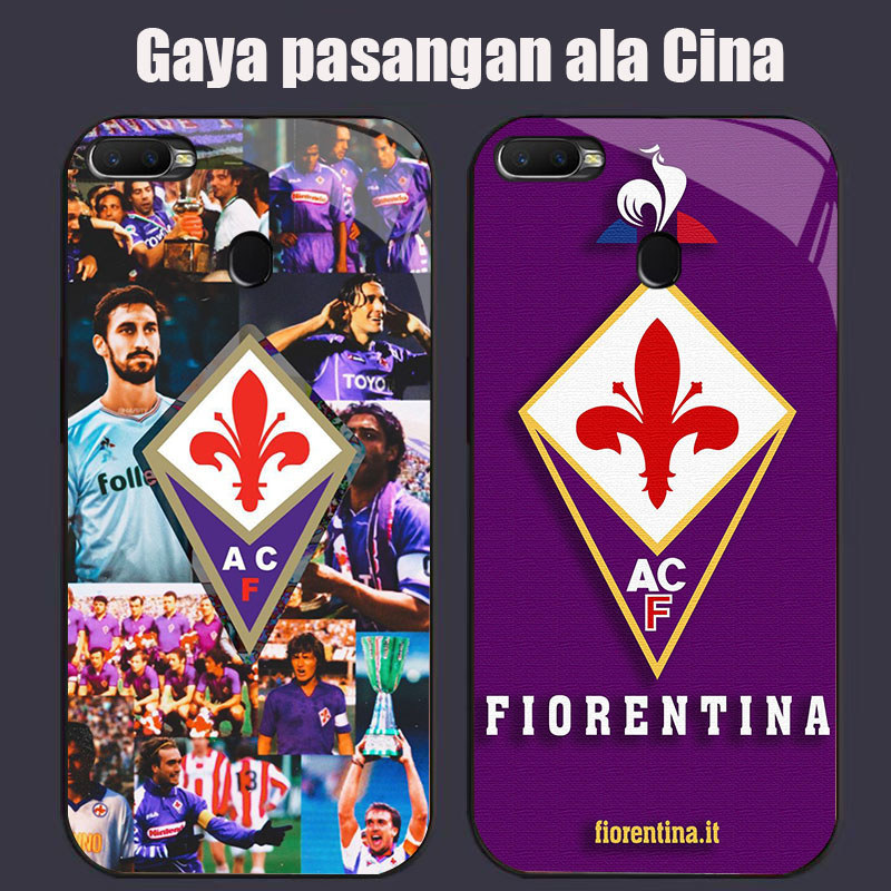 DK-52 AC Fiorentina Casing GLASS soft frame สีดํา OPPO Realme F5 F9 F7 A5S A7 A11K A12S 2 A12 Pro