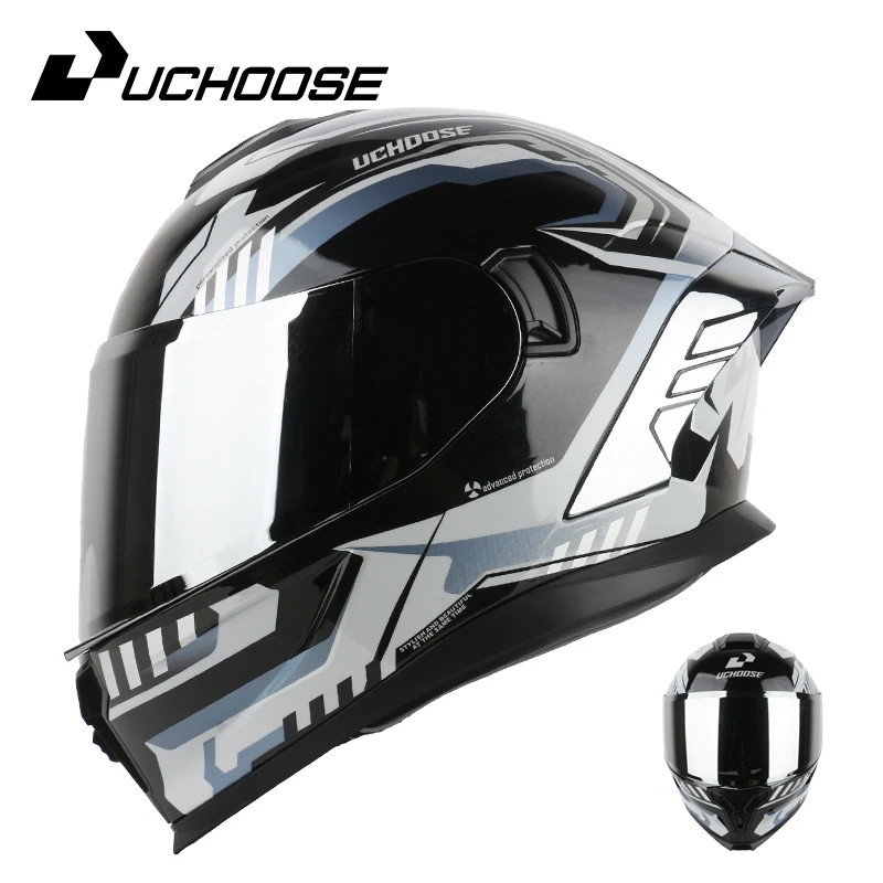 818 Uchoose DOT Approved Full Face Helmet Crash Motorbike Protective Gear Men Women Motorcycle Doub