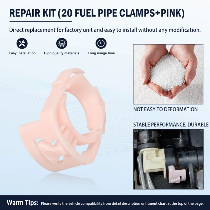 20 PCS Pink Plastic Fuel Line Retainer Clips Hose Guide Clip Replacement Parts FOR Ford 7L3Z9S317B