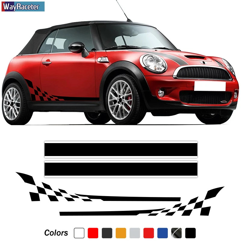 Car Hood Decal Rally Line Bonnet Engine Cover Side Stripes Sticker For MINI Hatch Cooper S R50 R52