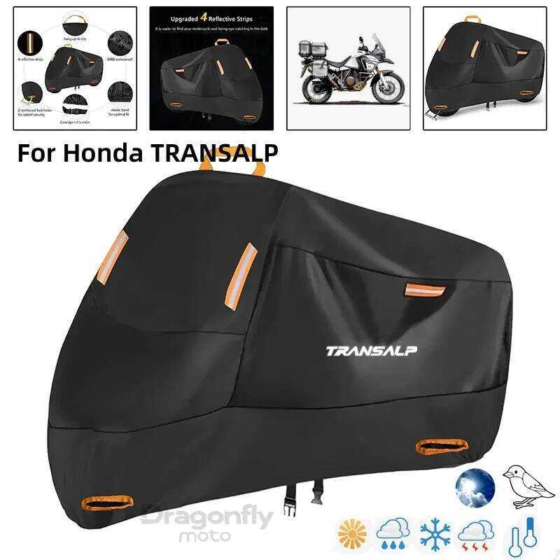 โลโก้รถจักรยานยนต์กันน้ํากลางแจ้งสกู๊ตเตอร์ UV Protector Rain Cover สําหรับ Honda TRANSALP XL 600 65