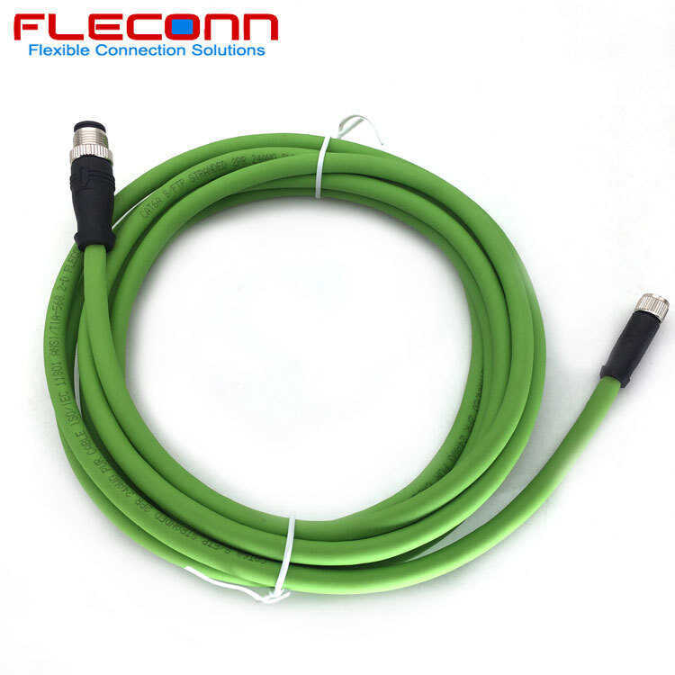M12 Male to M8 Female Cable M12 4-Core Male to Female IP67 Grade Waterproof Sensor Harness