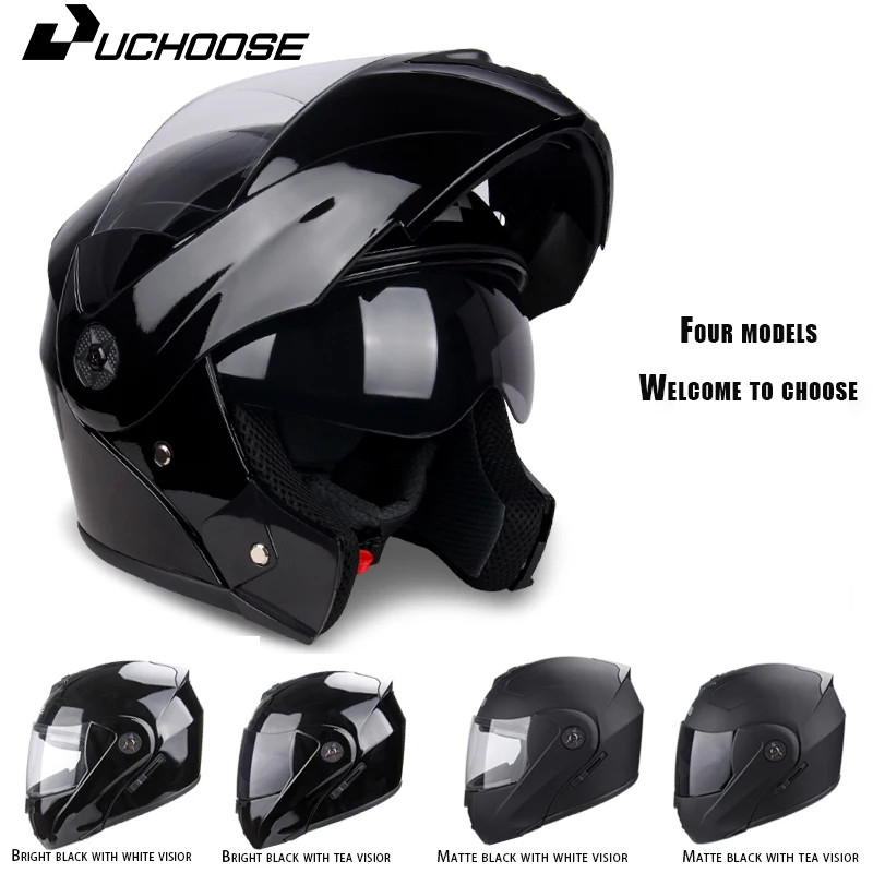 Uchoose DOT Certification Motorcycle Helmet Double Lens Cross Section Safety Helmet Modular Flip He