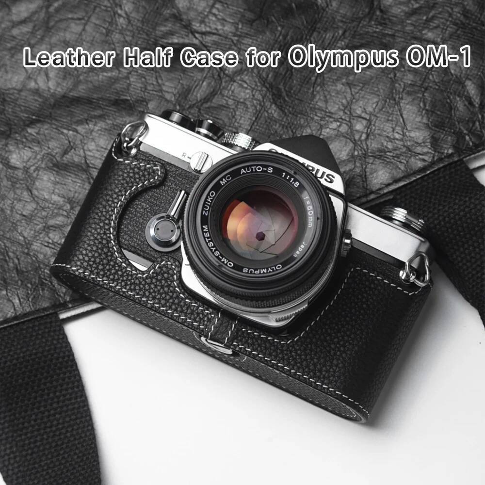 กระเป๋ากล้องสําหรับ Olympus OM1 1N OM-2/2N OM-3/3Ti OM-4/4Ti กรณีฟิล์มกล้องหนัง Cowhide กระเป๋ากล้อง