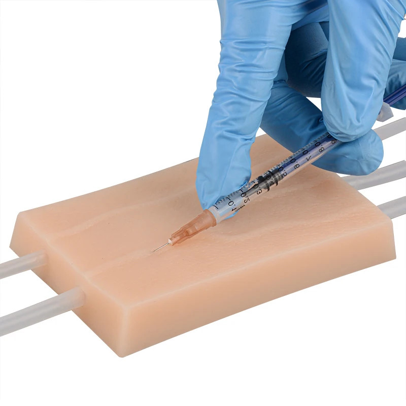 Injection Training Pad Silicone Human Skin Suture Model Y/4 Vein Imbedded Layers Injection Practice