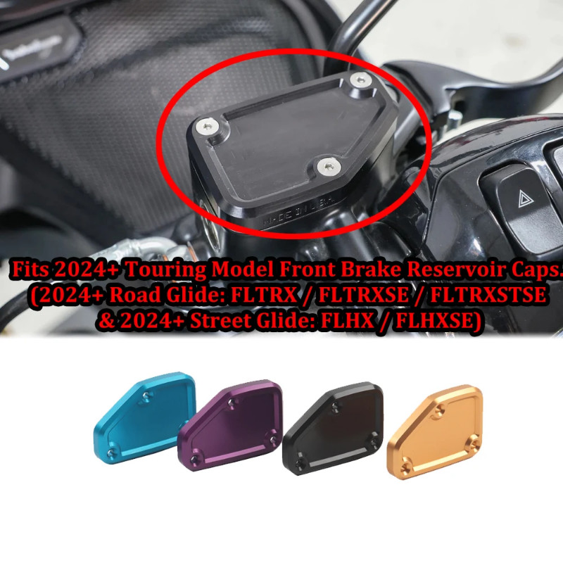NEW Fits 2024+ Touring Model Front Brake Reservoir Caps. (2024+ Road Glide: FLTRX / FLTRXSE / FLTRX