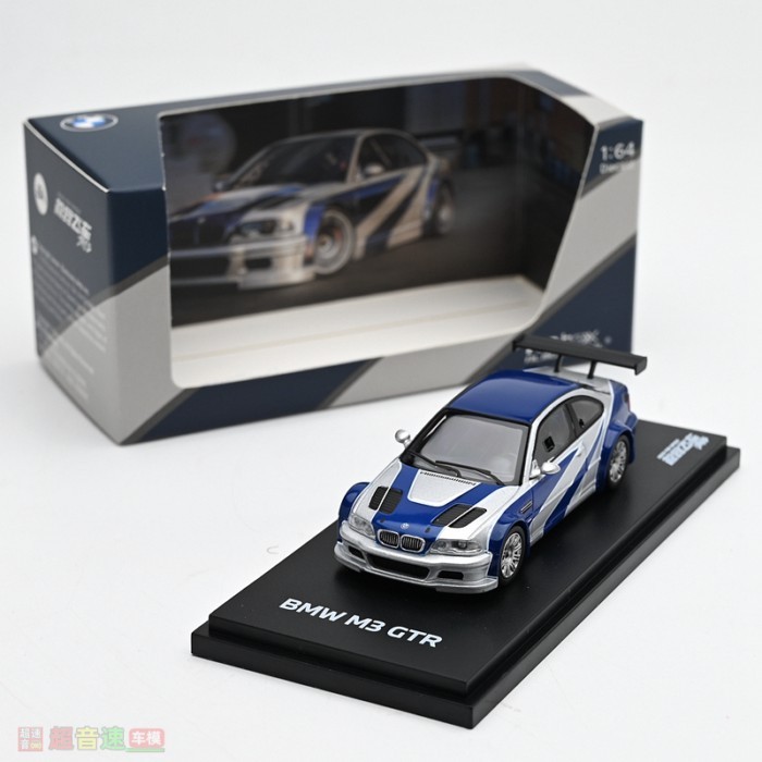 กล่อง AR 1: 64 BMW E46 M3 GTR Need For Speed Assembled Version Alloy Car Model