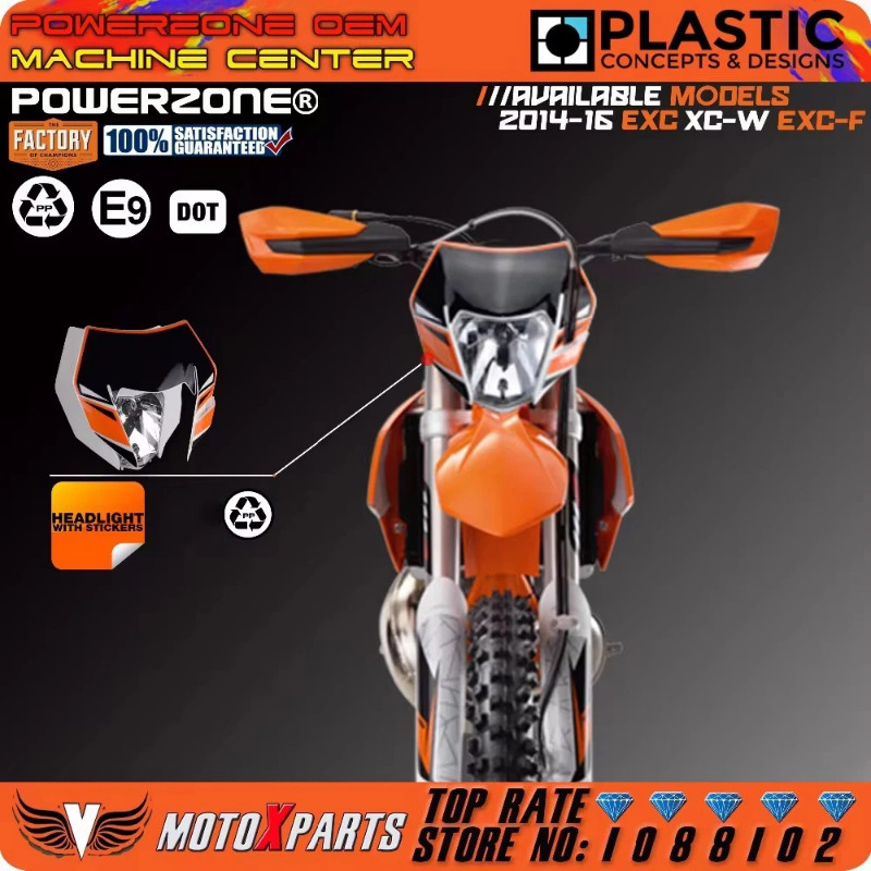 Powerzone Headlight Headlamp With Sticker For KTM SX F EXC XCF SMR 2016 14 15 Motorcycle Dirt Bike