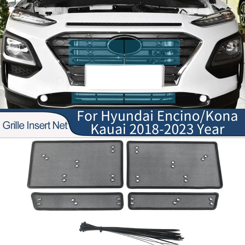 For Hyundai Encino Kona Kauai 2018-2023 Car Accessories Front Grille Insert Net Anti-insect Garbage