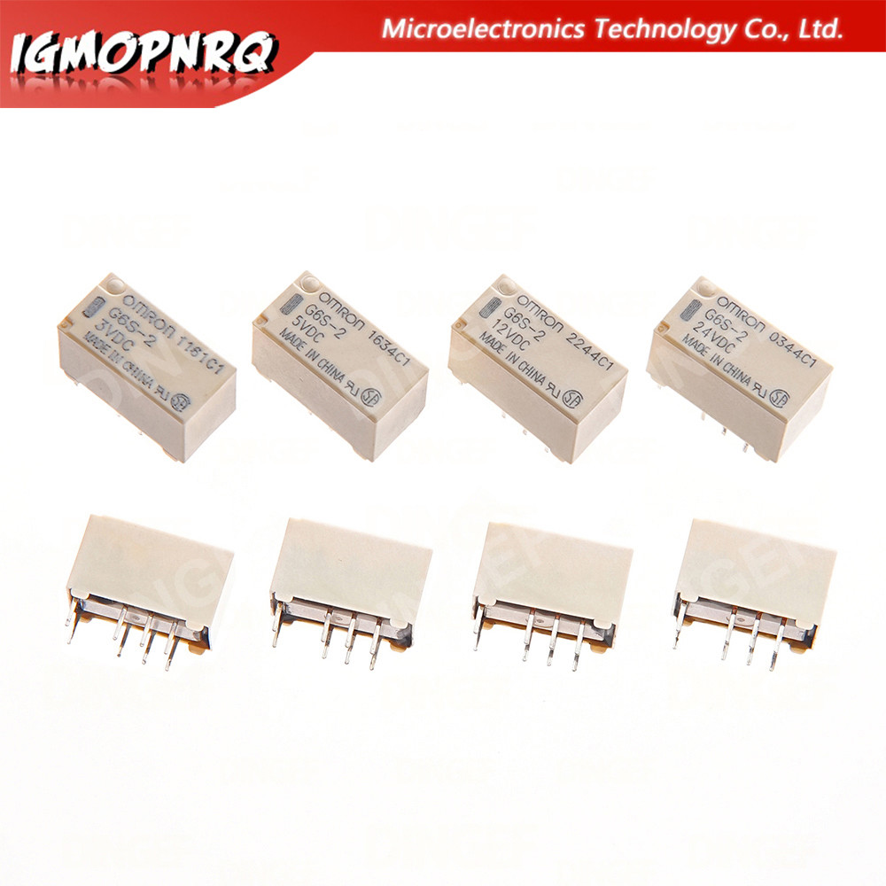 5PCS ใหม่ G6S-2 5VDC 12VDC 24VDC สัญญาณรีเลย์ 8Pin DC 5V 12V 24V 2A Mini สัญญาณรีเลย์