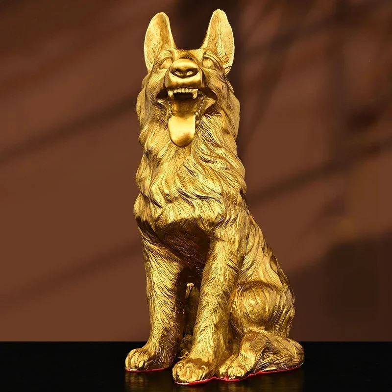 Lucky Pure Copper Wolf Dog Home Ornaments Watchdog Guarding Wealth Dog Crafts