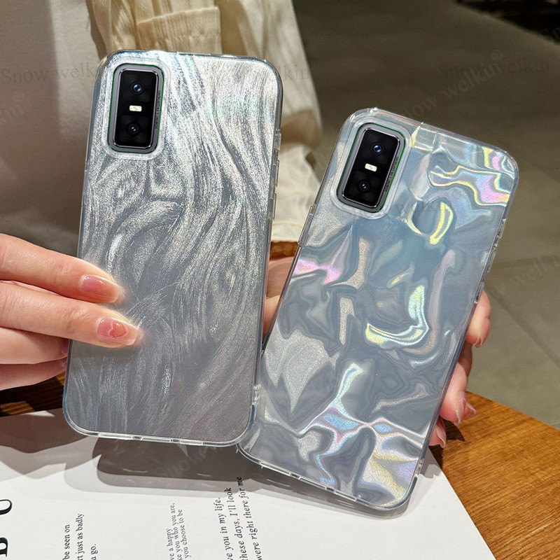 หรูหราเลเซอร์ Silver Gradient hard สําหรับ Infinix GT 30 Pro GT30 PRO 30PRO PC ด้านหลัง TPU กันชนกัน