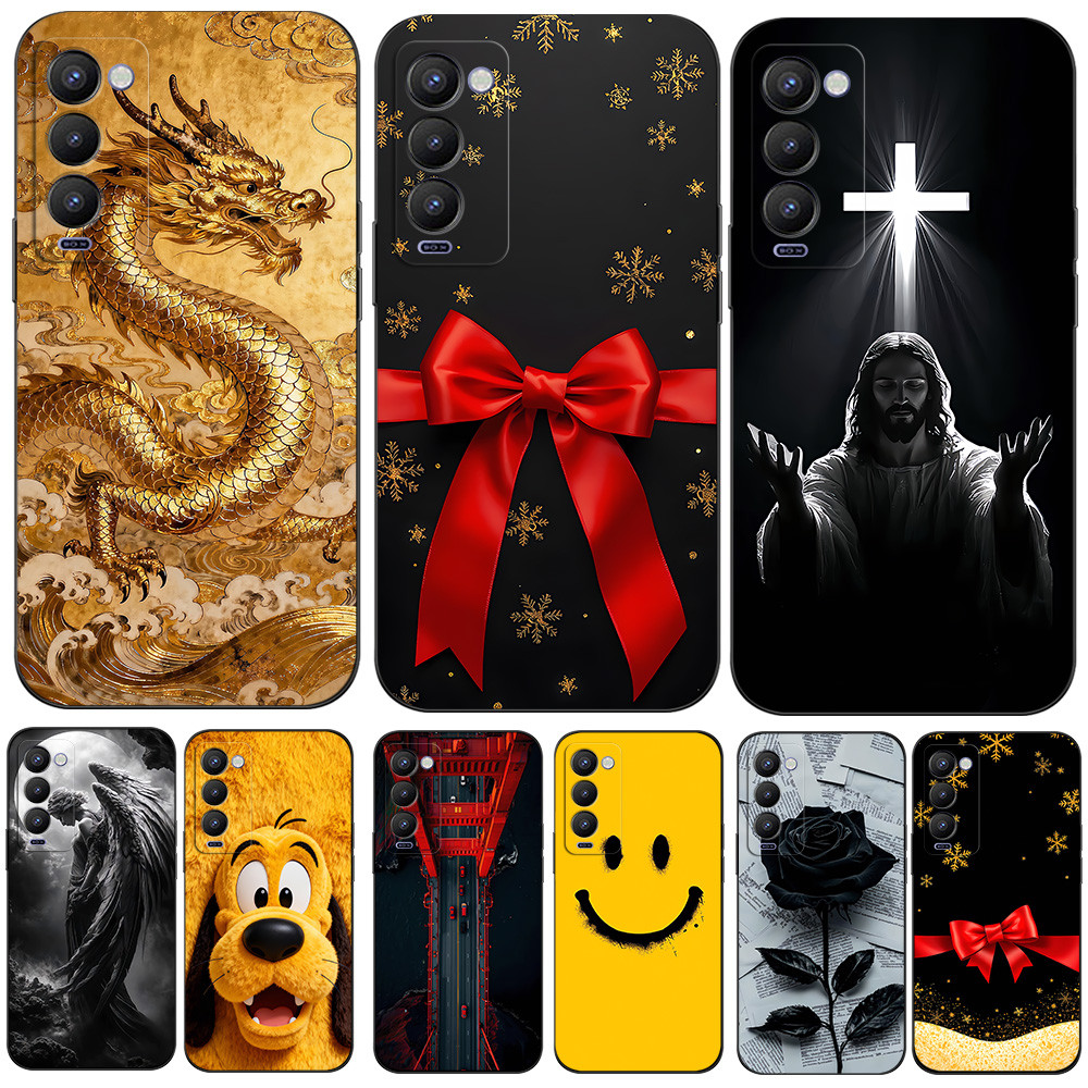 เคสสําหรับ TECNO CAMON 18P Silicon Phone ฝาหลัง เคส tpu สีดํา เงินตลก dollar merry christmas