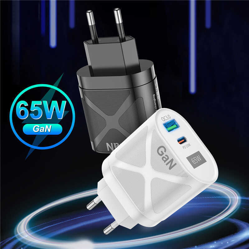65W GaN GaN Charger PD หัวชาร์จโทรศัพท์มือถือ QC3.0 คอมพิวเตอร์แล็ปท็อป GaN แหล่งชาร์จ