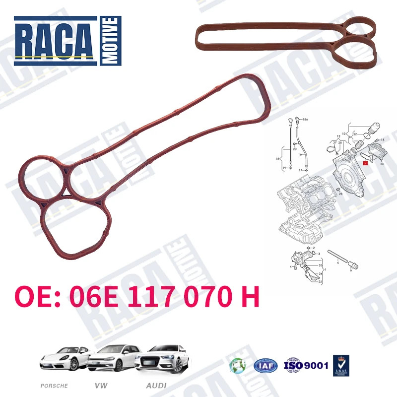For Audi A4 A5 A6 A7 A8 Q7 3.0L 2008-2019 Oil Radiator Gasket Oil Cooler Gasket Seal 06E117070H I01