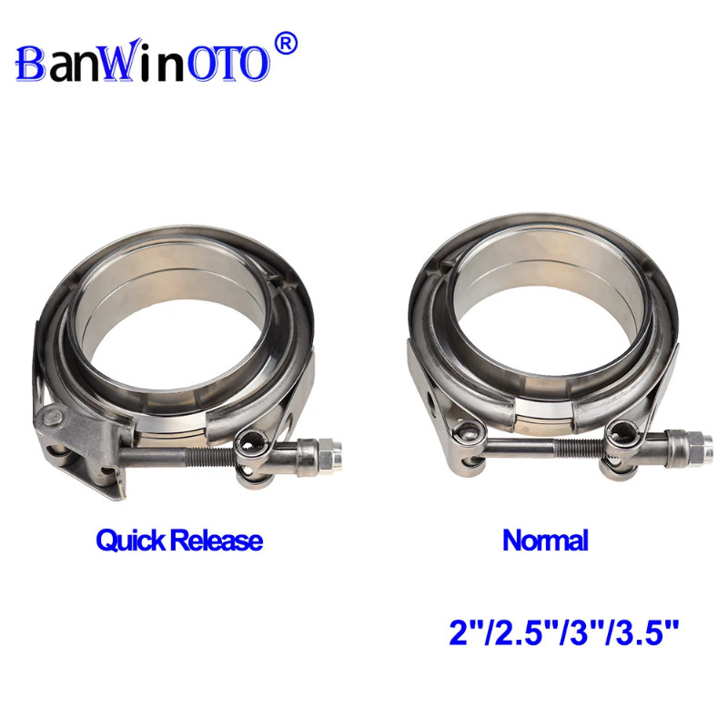 Universal 2" 2.5" 3" 3.5" 304 Stainless Steel V Band Clamp V-Band Exhaust Flange Turbo Exhaust Pipe