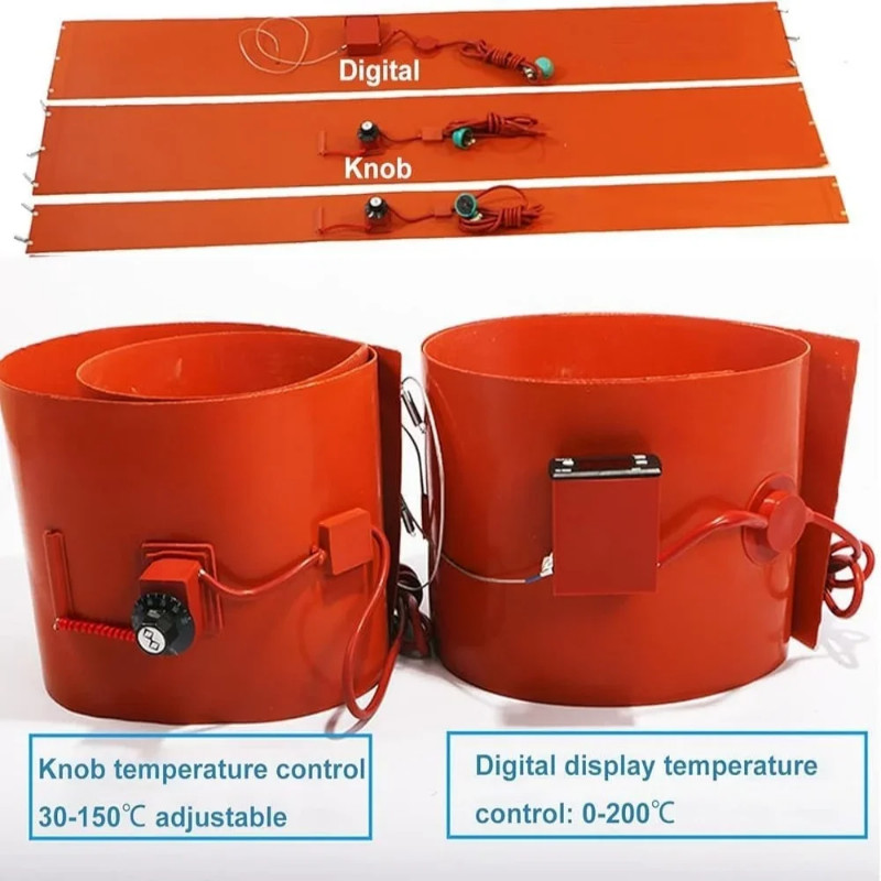Knob Metal Drum Pail Heater 2000W 1740x125mm Electric Silicone Oil Drum Heater Belt Band Warmer