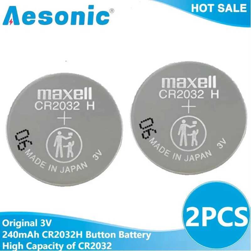 2PCS Original-Maxell CR2032H 3V 240mAh Battery CR2032 High Capacity Batteries for Car Remote Compute