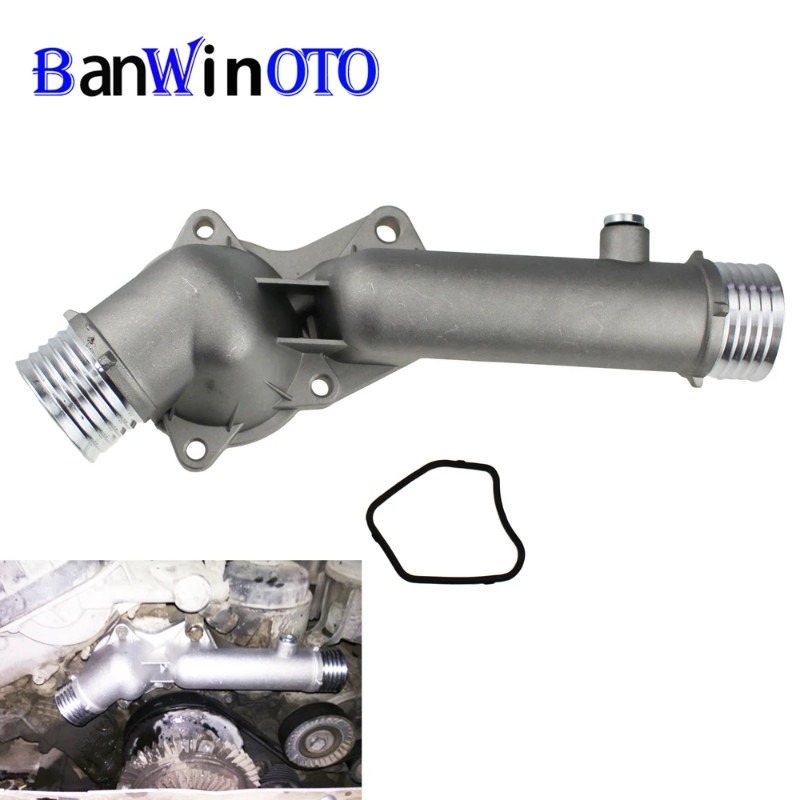 Thermostat Housing For BMW 5 7 E38 E39 520 528i Upgraded Aluminum Metal Waterpipe Coolant Outlet Wa