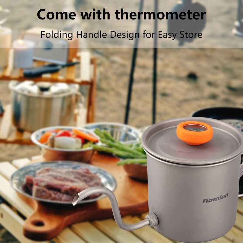 C Ti Water Kettle Outdoor Ti Pour Over Coffee Kettle 400Ml Gooseneck Kettle With Thermometer And Fo