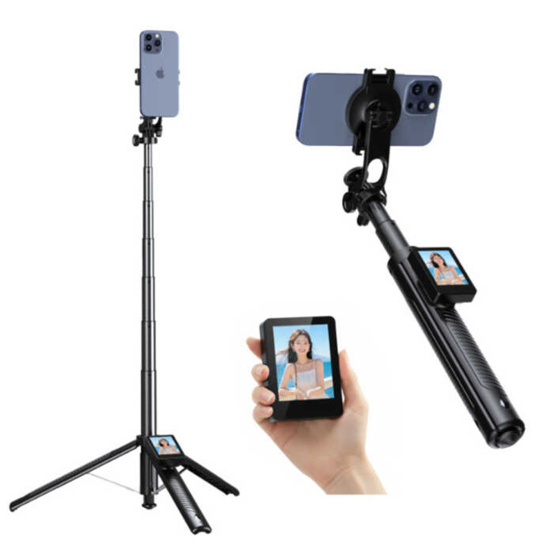 CL07 หน้าจอการฉายภาพ Selfie Stick แบบพกพาด้านหลัง Photo ขาตั้งกล้องกลางแจ้งมือถือ Stabilizer