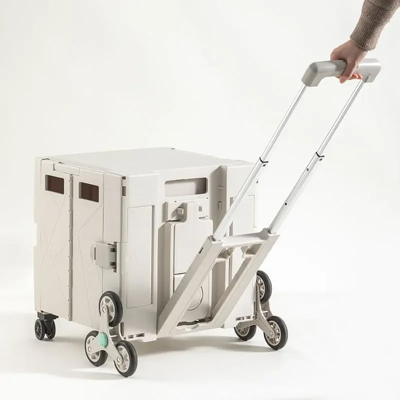 Shopping Cart Small Cart Outdoor Storage Box Wheeled Express Trolley Folding Shopping Cart Silent C