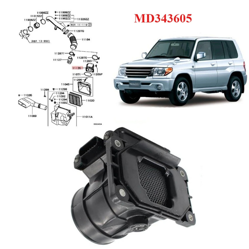 1 Piece MD343605 Air Cleaner Flow Sensor for Pajero H6 H7 Mass Air Flow Meter for Pajero Sport 1997