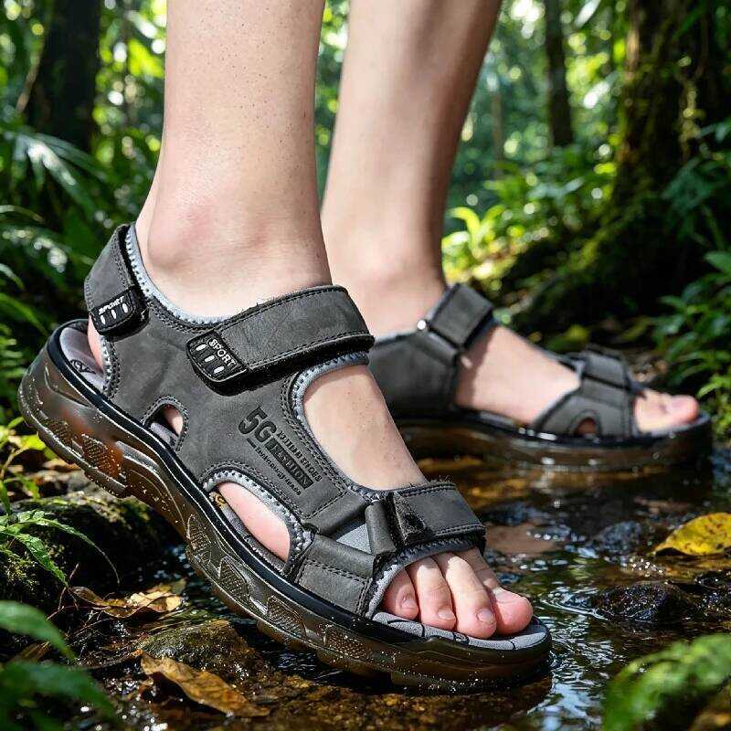 C YUYIN Outdoor Men Hiking Shoes Summer Genuine Leather Sandals Men Shoes Comfortable Sandal Men Sa