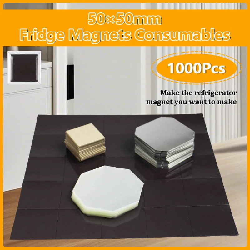 1000Pcs 50×50mm (2"x2") DIY Refrigerator Magnetic Parts Custom Photos Decoration Home Square Blank
