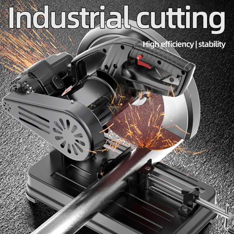 3980W Heavy Duty Chop Saw 355mm Blade Diameter 3700RPM Steel Cutting Machine 0-45° Adjustable Dry C